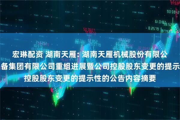 宏琳配资 湖南天雁: 湖南天雁机械股份有限公司关于中国兵器装备集团有限公司重组进展暨公司控股股东变更的提示性的公告内容摘要